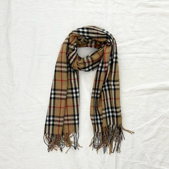 Tan Plaid Nova-Check Scarf - Picture 2 of 7